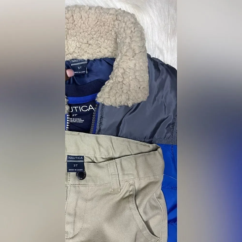 Nautica Royal Blue/Navy puffer vest 3pc set sz 3T